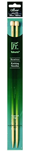 Clover Stricknadeln, einseitiger Takumi-Bambus, 33 cm, 6mm, Braun