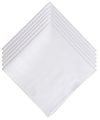 Lulusilk White Handkerchiefs for Men and Women, 100% Cotton Fabric, white, 40x40 cm/10 units