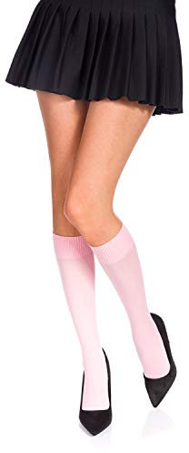 Romartex Mi Bas Femme Genou Haute Chaussettes en Microfibre 30 couleurs, rose poudré