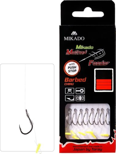 Mikado 8 Stück x Method Feeder 36 Haken Rig `s Quick Stop Feederhaken Verschiedene Größen (Haken 6 / Vorfach Ø 0,28mm)