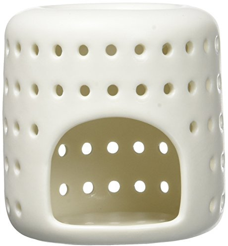 Duftwachsbrenner Fondant Parfum - Raumduftbrenner und Diffusor für ätherische Öle Aromatherapie - Dekorativer Teelichthalter aus weißer Keramik - Höhe 9,5 cm : - Zen'Arôme