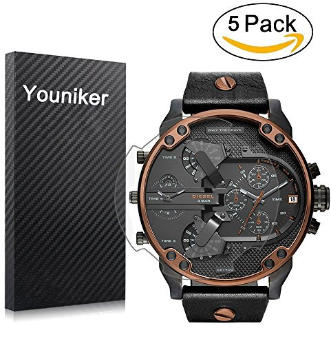 Youniker Lot de 5 films de protection d'écran Diesel pour montre Diesel DZ7400 Mr Daddy - Transparents - Anti-rayures, anti-traces de doigts, sans bulles