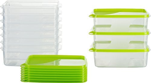 MiraHome Gefrierdosen 10x1L rechteckig grün – Vorratsdosen mit Deckel luftdicht – Transparente Frischhaltedosen mit Deckel – Aufbewahrungsbox Küche für Mealprep & Organisation – Austrian Quality