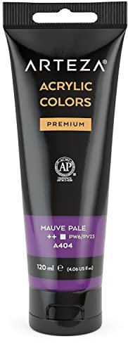 ARTEZA Peinture acrylique mauve pâle haut de gamme | Poche/tube plastique 120ml| Pigments Haute Densité |Peinture sur toile | Peinture bois | Palette peinture plusieurs couleurs disponibles