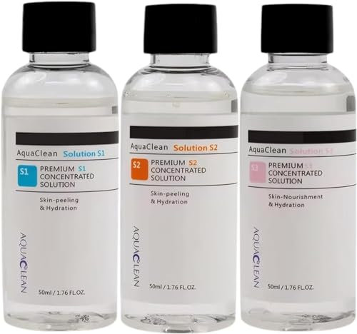 Aqua Peeling Hydra Facial Serum 50ml/1.76FL.OZ Limpieza Profunda Líquido Oxígeno Agua Líquida Limpieza Desinfectante Uso para Máquina Hidro Facial Elitzia ETLB245 ETQY1104 Set de 3 Botellas