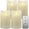 Tronje LED Echtwachskerzen 4er Set mit Timer u. Fernbedienung 15cm Kerzen mit beweglicher Flamme 1000 Std. Brenndauer Creme-Weiß