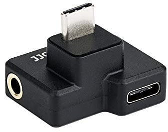 JJC 3.5mm USB-C Microphone Mic Adapter for DJI Osmo Action Camera, Charging Audio Adapter External 3.5mm Mic Mount for TRS Plug, Type C Port for Charging and Data Transmission