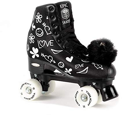 Epic Skates Luv Quad Roller Skates, Black/White, Ladies 9