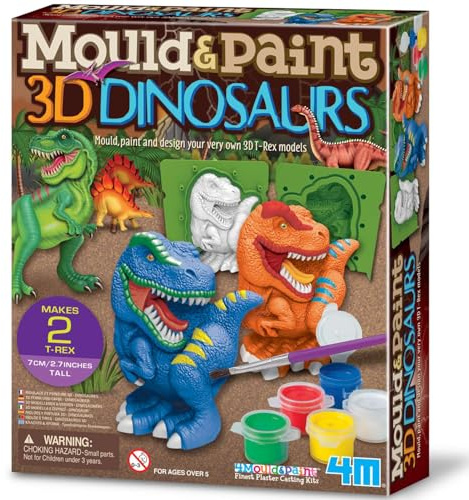 4M 404777 Mould & Paint-3D Dinosaurs, Mixed Colours