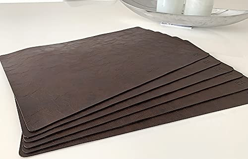 6er Tischset in Lora Leder Dunkel Braun