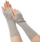 Prettystern Damen mid-lange Kaschmir-Wolle Pulswärmer Arm-Stulpen fingerlose Ripp gestrickt Handschuhe silber-grau