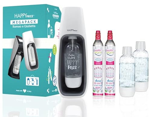 Happy Frizz GASATORE Giulietta MEGAPACK - 1 gasatore + 3 bottiglie bianche + 2 bombole piene