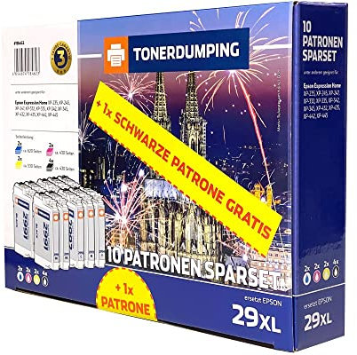 TONERDUMPING 22 Druckerpatronen - 22er Multipack- kompatibel mit Epson 29XL - 10x Schwarz + je 4X Cyan, Magenta, Gelb