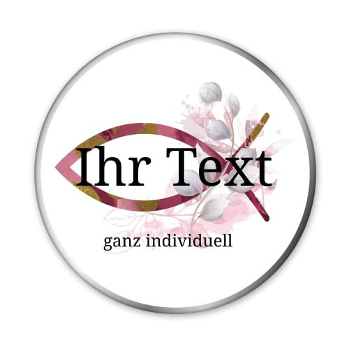 STEMPEL-FABRIK – personalisierbare runde Dose mit Name oder Wunschtext – Aquarell Motiv mit rotem Fisch – bedruckte Geschenkdose – ideale Keksdose, Metalldose, Plätzchendose