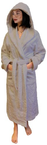 Lisola Accappatoio, Accappatoio Uomo e Donna, per Hotel e Luxury SPA, in Spugna di Cotone, con Cappuccio, Tinta Unita, Taglia M, Colore Rosa Incenso. Modello: Perla