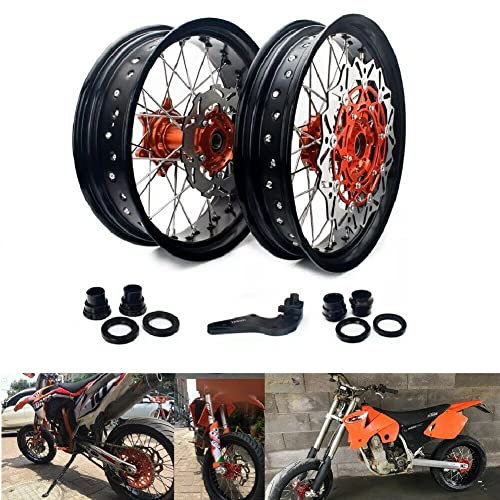 TARAZON 3,5x17 5,0x17 Supermoto Radsatz Felgen Radnabe Bremsscheiben Bremssatteladapter für SX 125 150 250 SX-F 250 450 EXC-F 450 EXC 530