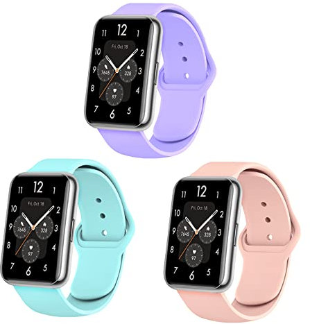 3-PCS Pulseras de silicona para Huawei Watch Fit 2, correa de repuesto para mujer, hombre, patrón suave, flores deportivas, compatible con Huawei Watch Fit 2 (D)