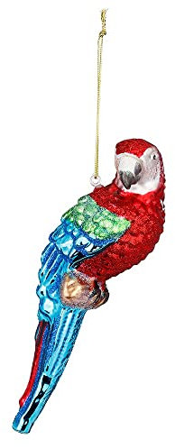 Inge-glas Glas 15cm Papagei mit Glitzer Highlights Weihnachtskugeln Tropen Vogel rot blau