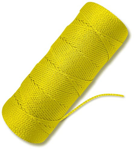 Yellow Mason Line Schnur – #18 geflochtene Nylonschnur – 6,5 m Länge – Nylonschnur für Garten- oder Mauerwerkwerkzeuge – perfekte Konstruktionsschnur für eine Saitenwaage, Schnur für Gartenarbeit