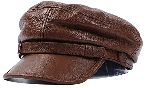 ZMNKH Unisex Fiddler Mütze Fischerhut Leder Kappe Herren Damen Schirmmütze