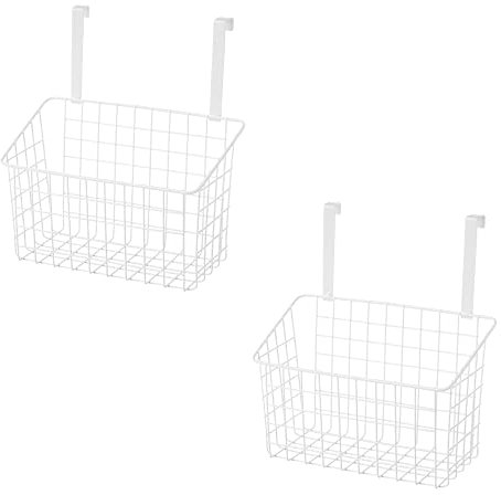 Set de 2 cestas de metal blancas colgantes de 28x12x22 cm