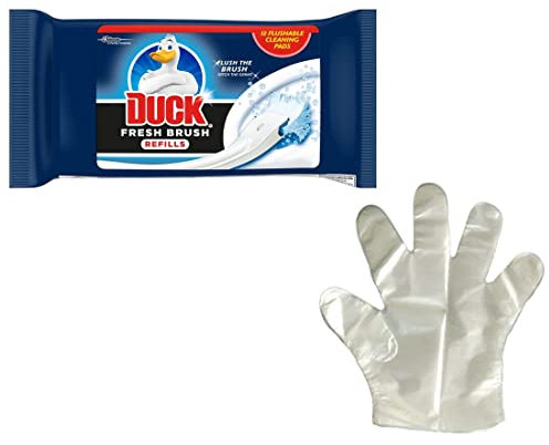 Housold Duck Fresh Brush Refills, Toilet Bowl Cleaner, Refills 12 Flushable Cleaning Pads with 100 Pcs Disposable Toilet Cleaning Gloves (Refill)