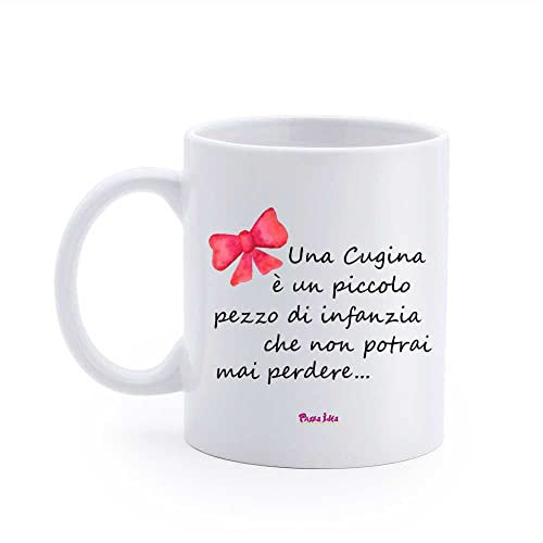 Tazza Decorata con Frase - 8 X 10 cm - Ceramica - Merry Christmas - Regalo per Cugino - Natale
