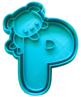 The Cookie Cutter Hub Emporte-pièce mignon en forme de lettre P de 11 cm et embosseur assorti pour biscuits, argile, décoration de pâtisserie