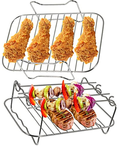 SPARES2GO Étagère de barbecue compatible avec la friteuse MasterPro Rocket Duo 900 à double panier (+ 4 brochettes)