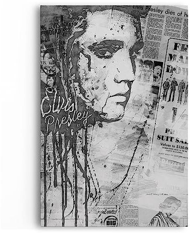 Paul Sinus Elvis Presley Schwarz Weiß Porträt Zeitungsartikel Kunstvoll