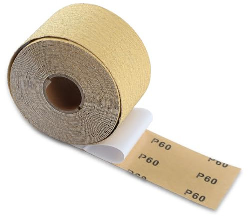 SPEEDWOX 60 Grit Sandpaper Roll Self Adhesive PSA Stickyback Sand Paper 2-3/4 Wide 10 Yard Long Sandpaper Sheets for Automotive & Woodworking Air File Long Board Sanders Metal Plastic Sanding Blocks