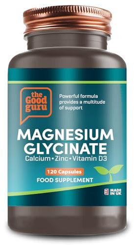 Magnesium Glycinate – 120 Capsules | 9 in 1 Mineral Blend with Magnesium Glycinate 300mg, Calcium, Zinc, D3, K2, Manganese, Copper, Boron – The Good Guru