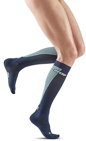 CEP - ULTRALIGHT Kompressionsstrümpfe Damen blau/hellblau, Gr. S, Lange Laufsocken mit leichter Kompression, Stabilisierende anti Blasen Kniestrümpfe, Atmungsaktive Sportsocken