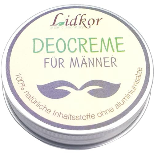 LIDKOR Deocreme für Männer 50ml - Vegan Deo creme ohne Aluminium/Alkohol gegen Sweat Off - Bio Deodorant für Herren & Jungen - Naturkosmetik gegen Starkes Schwitzen - Absorbiert Schnell ohne Flecken