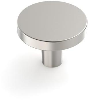 Amerdeco UK0065 Lot de 10 boutons de meuble en nickel brossé pour tiroirs, portes, commodes et armoires