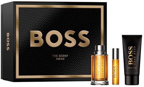 BOSS Men's 3 Piece BOSS The Scent Festive Giftset including an Eau de Toilette for Him 100ml, Eau de Toilette for Him Travel Spray 10ml and Shower Gel for Him 100ml