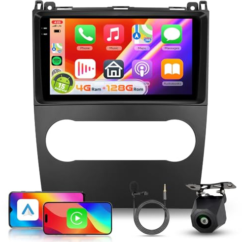 【4+128G】 Hodozzy Carplay Autoradio für Mercedes Benz B Klasse B200/A Klasse A160 A180 2008-2011, Android Autoradio 9 Zoll In-Cell Bildschirm mit Android Auto/WiFi/GPS/RDS/FM/Bluetooth/USB
