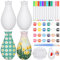 Singhoow 4 Set Paint Your Own Porcelain Paint Vase Art Craft Project White Ceramic Painting Kit for Adults Porcelain Vase Decorating Kit with Art Supplies DIY Craft Home Decor(Stylish)