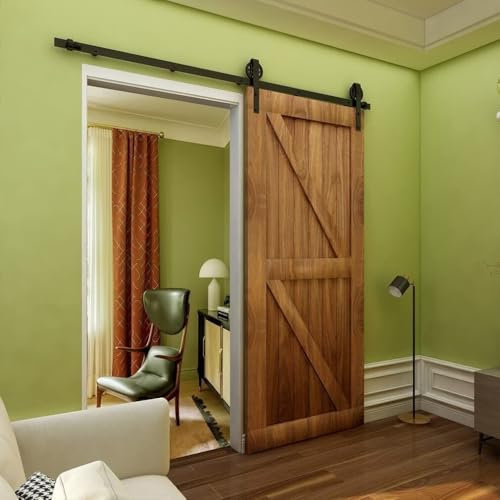 inferramenta KIT SISTEMA SCORREVOLE RUSTICO NERO PER PORTA SINGOLA PORTATA MASSIMA 80 Kg (CLASSIC, 180 CM)