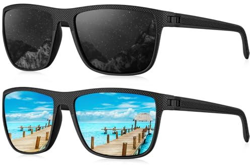 HENGOSEN Sonnenbrille-Herren-Damen Quadrat Polarisierte leicht Sunglasses UV-Schutz für Fahren