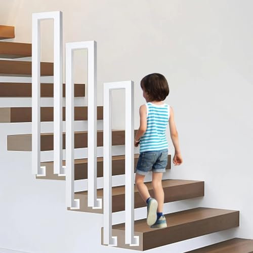 Treppengeländer Innen, U-Förmiger Treppengeländer, Handlauf Treppe, Geländer Treppe, Treppengeländer Außen, Handlauf Schwarz Geländer für Balkone Flure Wohnungen Villen (L-Weiß, 100CM)