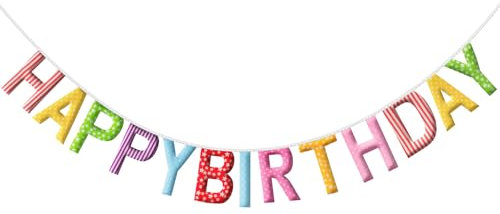 G2PLUS Schon Genäht Happy Birthday Girlande, Wiederverwendbar Nicht Gewebten Geburtstag Girlande Regenbogen, 2.8M Happy Birthday Wimpelkette für Kind, Erwachsene