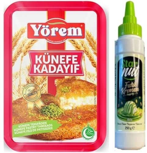 Yor Kadaifi Dubai Chocolate - Kit de bricolaje - Bombones Dubai con tubo de crema de pistacho 250 gramos, Dubai Cikolata Kadaif, Baklava, Kadayif Hilos de masa 500 gramos