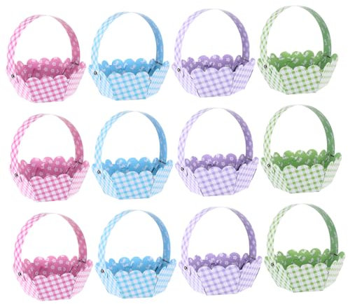 PHENOFICE 12st Einkaufskorb Selber Machen Körbe Selber Machen Kinderkorb Osterkörbe Verzierung Eierdekorationen Mini-osterkorb Aufbewahrungskorb Für Kinder Körbe Für Osterpartys Papier