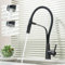 Maynosi Pull Down Kitchen Sink Mixer Tap, 360° Swivel Kitchen Taps with Flexible Black Silicone Hose, Single Lever Faucet with 2-Mode Magnetic Docking Sprayer (Matte Black)