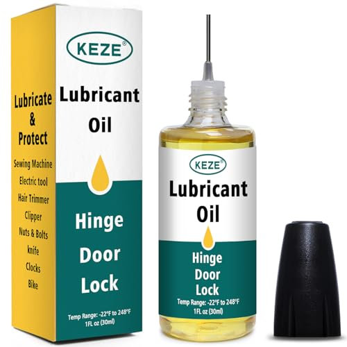 Keze Door Hinge Lubricant Door Squeaky Fix Lubricating Oil for Noise Synthetic Knife Oil Lube for Lock Hinge Hair Trimmers Knife Pivot Machine Tools Watch Keyhole with Needle Oiler 1 oz, 1 Pcs