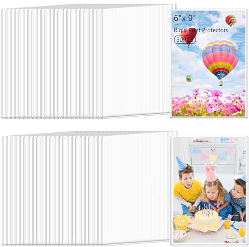 AKONEGE Starre Druckschutzfolien, transparent, wasserdicht, Hartplastik, Top-Load, starre Jumbo-Kartenhüllen, Fotohalter für Postkarten, Drucke, Sport- und Sammelkarten, 50 Stück