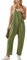 Tuta casual da donna in maglia di velluto a coste tinta unita senza maniche con tasche Salopette Romper a gamba larga pantaloni a strappo Verde XL