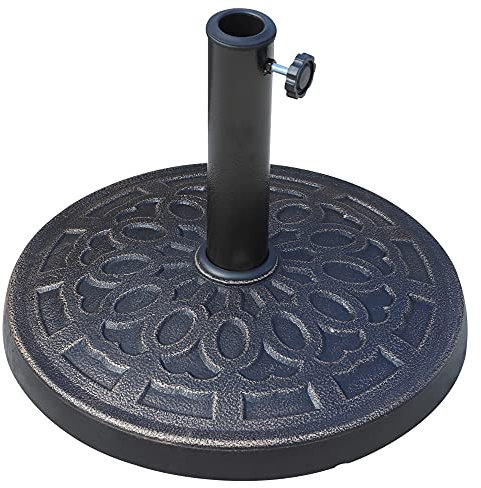 Outsunny 12kg Garden Parasol Base, Round Resin Sun Umbrella Base, Outdoor Umbrella Stand for 38mm or 48mm Outdoor Umbrella Poles, Bronze Tone
