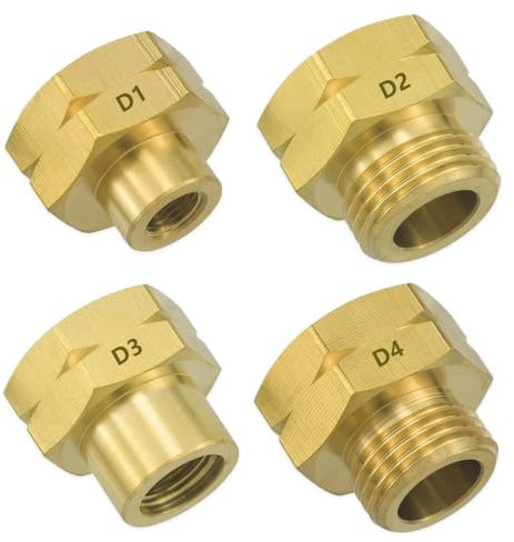 NICEWAT Lot de 4 adaptateurs de bouteille de gaz européen, adaptateur de raccordement de gaz en laiton, adaptateur de gaz pour bouteilles de gaz européennes, kit européen pour remplissage de